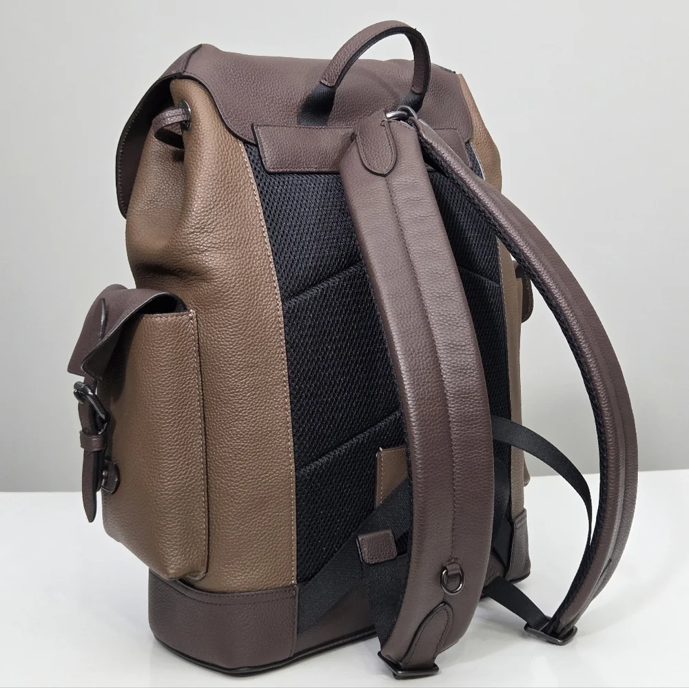 LIKE NEW COACH HUDSON BACKPACK BAG IN COLORBLOCK - GUNMETAL TOBACCO MAHOGANY